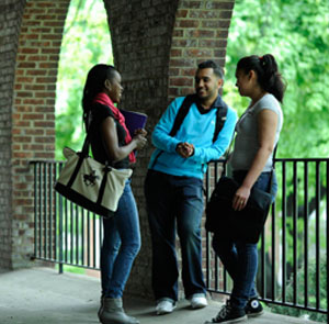 Three students talking