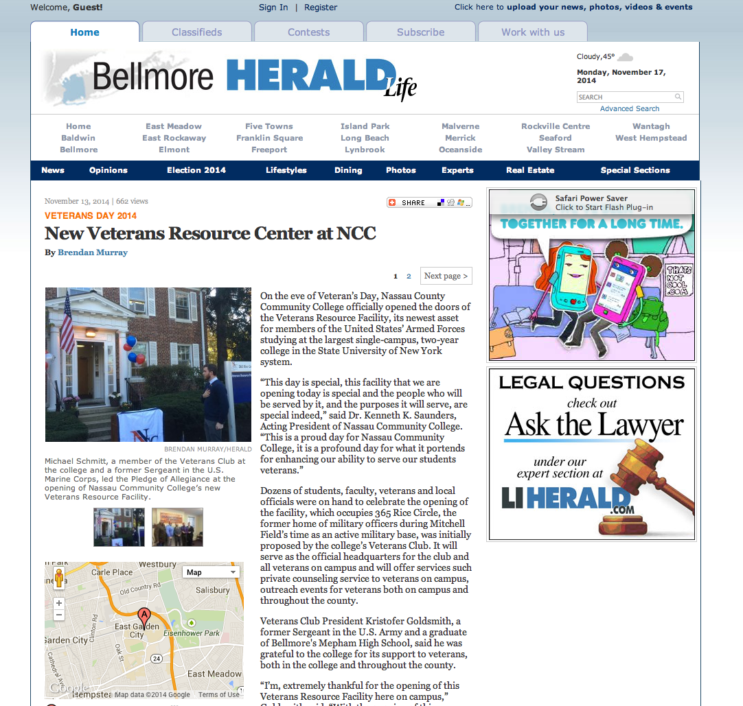 Bellmore Herald Article on New Veterans Resource Center