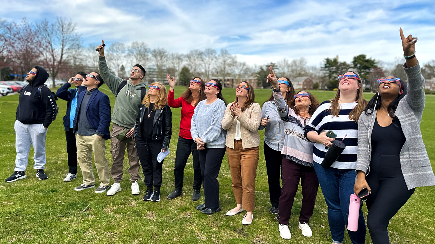 Students and Faculty watching the 2024 Solar Eclipse