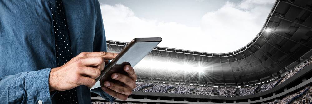 businessman on field in stadium