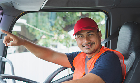 truck driver sitting in truck