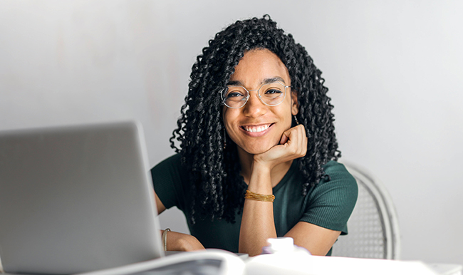 Student on a computer