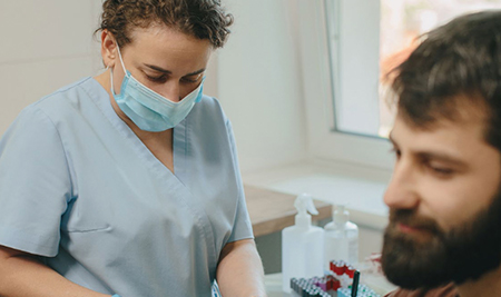 Dr. and a paitent in hospital