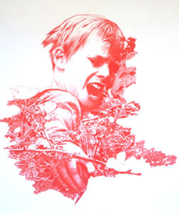Artwork by Nadege Monchera-Baer titled &quot;Boy in garden&quot;