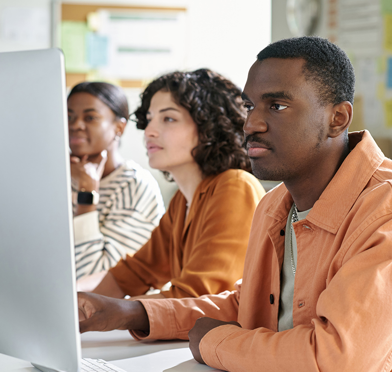 NCC Student on a computer