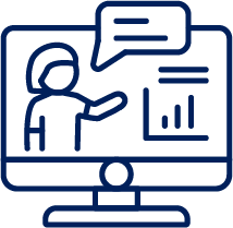 Icon of a Computer Monitor and a Teacher on the screen