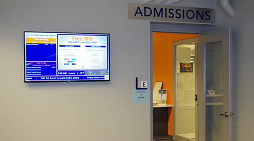 Admissions Office entrance in Student Services Center.