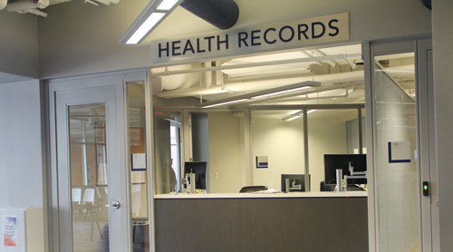 Health Records Office in Student Services Center.