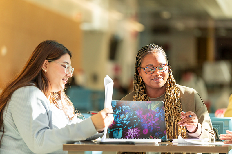 Two Students In The Library Studying